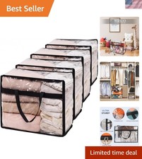 Blanket Storage Bags Extra Large 60L 4 Pack Clothes Organizer Clear Plastic...