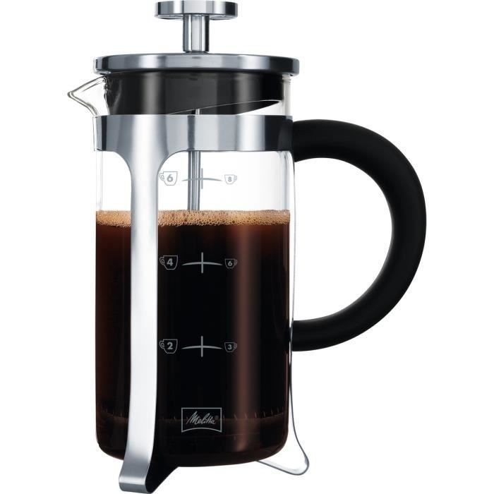 Cafetière à piston Melitta en verre et inox | Presse française 8 tasses