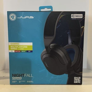 JLab Nightfall Casque de jeu filaire sur oreille, Boom Mic, PS, XBOX, Changer, PC