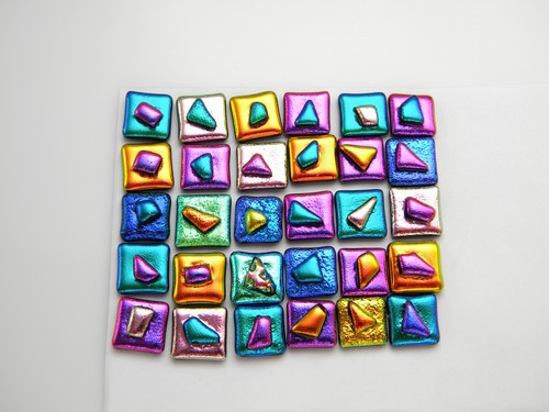 UNCAPPED for dangle earrings Lot 30 pcs HANDMADE DICHROIC FUSED GLASS (BJ2) CABS - Picture 4 of 4