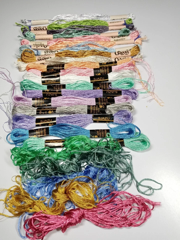 Oasis & Sjazu Embroidery Floss Thread Lot of 19 Full Skeins & 5 Partial-Rayon - Image 2 of 2