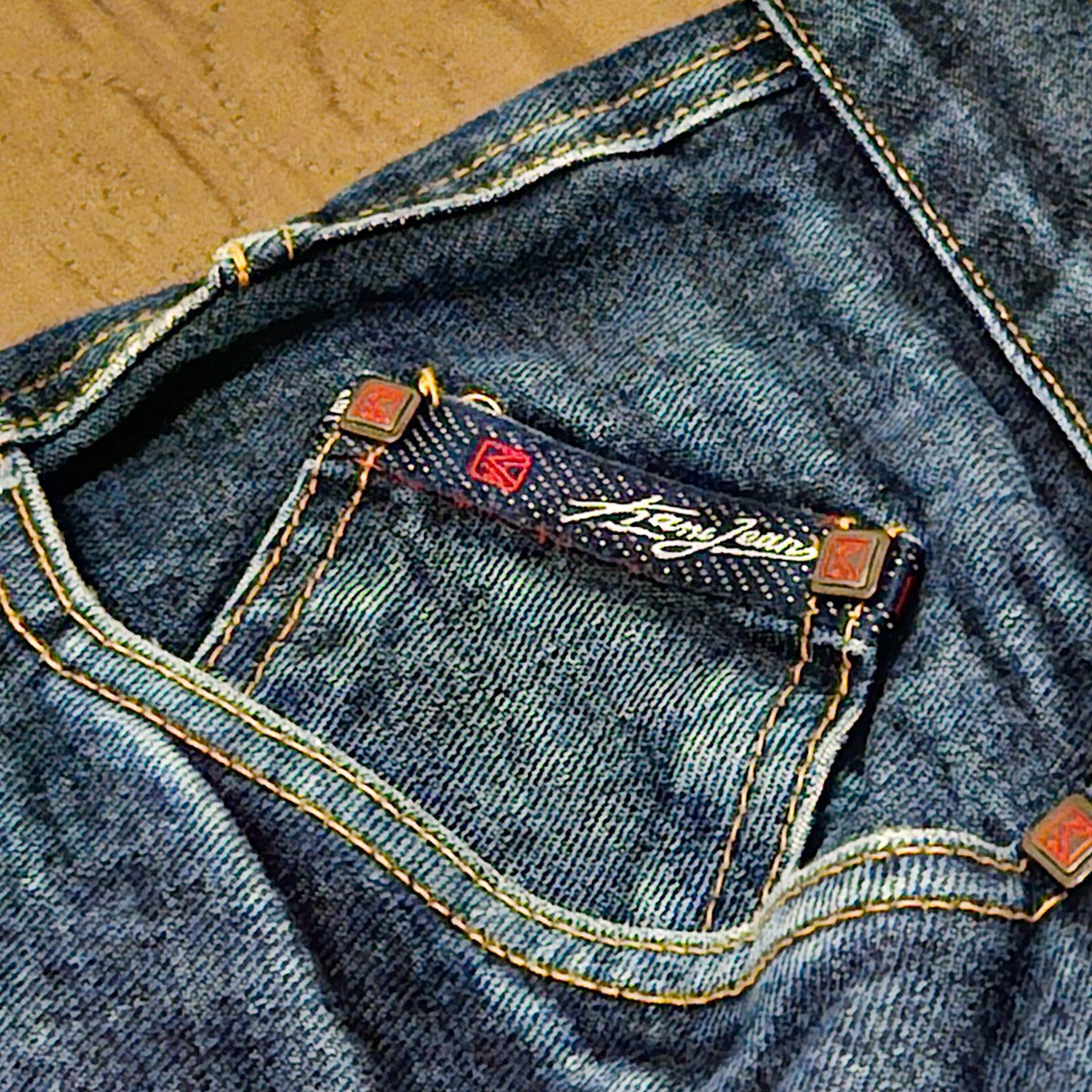 Pantalon Jean Vintage Karl Kani - Style Hip-Hop 90s Baggy Colorblock - Taille 31x29
