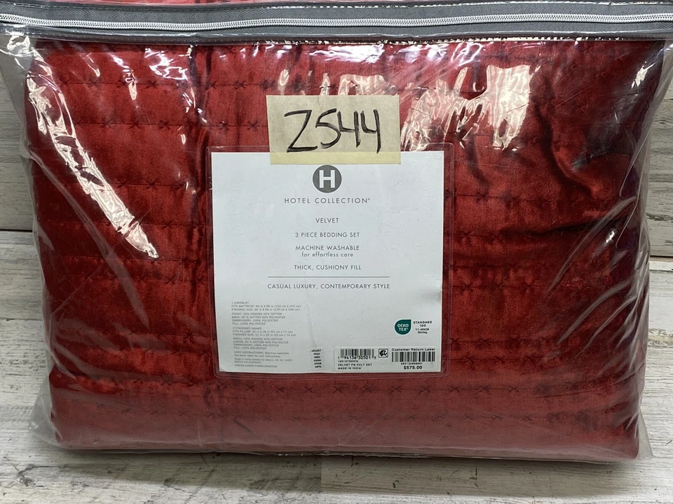Juego de 3 cobertores y fundas de terciopelo rojo Hotel Collection rojo Foto 4 de 4
