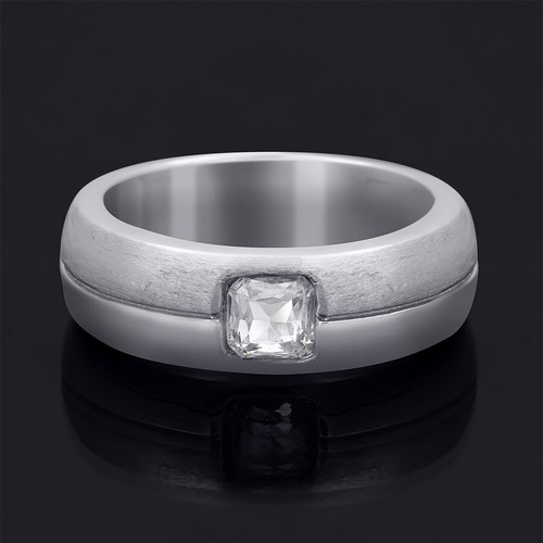 7mm Solid 925 Sterling Silver Mens 0.75 Carat CZ Wedding Band Ring Size 8-12 - Bild 6 von 8