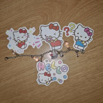 hello kitty bettelarmband mit aufklebern kawaii süß bunt harajuku gyaru 