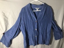 Citron Santa Monica Womens L/S Silk Top Blue PXL Free Ship