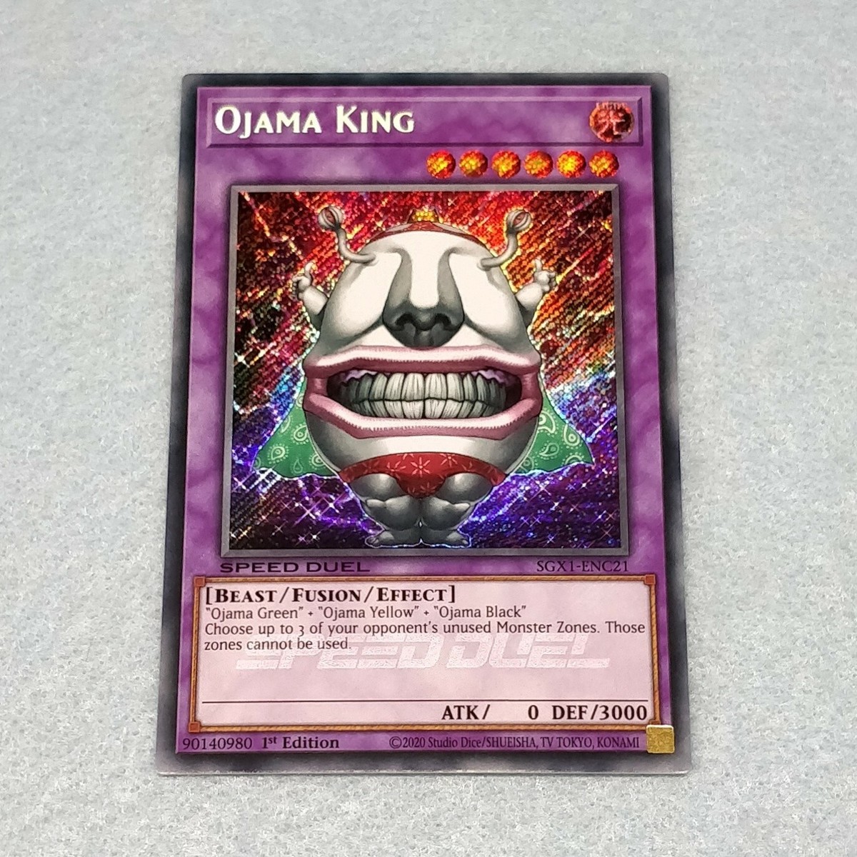 yugioh cards ojama 1x King SGX1 1st Edition Secret Rare Card NM Unique rare card from YuGiOh Legendary Duelists Ojama Yellow | Card Details