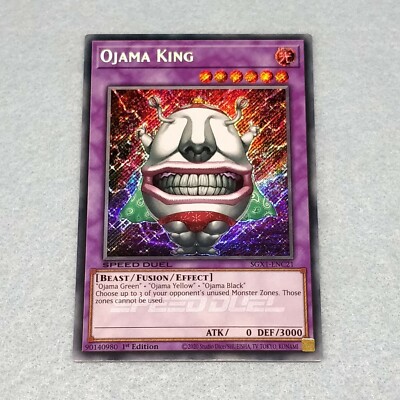 ojama card sleeves 1x Yugioh King SGX1 1st Edition Secret Rare NM Ancient Millennium series. MISPRINT name shift Ojama King