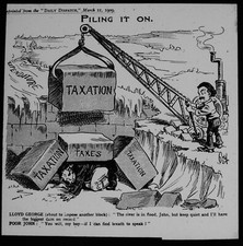 POLITICAL CARTOON TAXATION TAXATION 1909 Magic Lantern Slide EDWARDIAN POLITICS