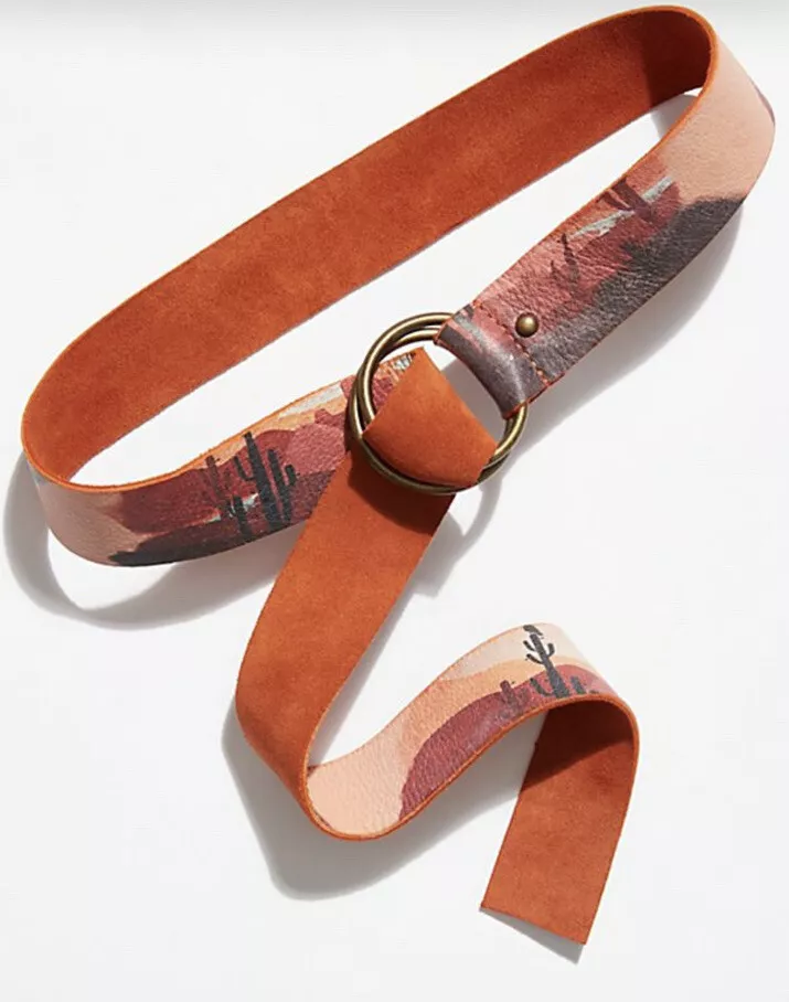 Double ring cheap leather belt