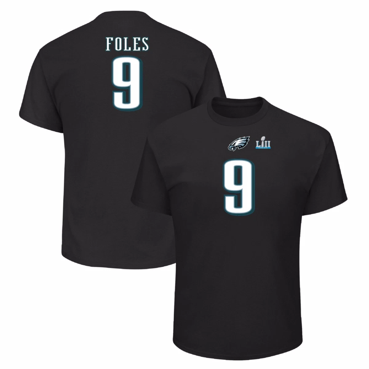 NWT Men's NICK FOLES Philadelphia Eagles Jersey-Style Super Bowl LII TShirt  Sm.