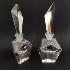 ACC Hand Cut Crystal Art Deco Perfume Bottles German Democratic Republic Vintage