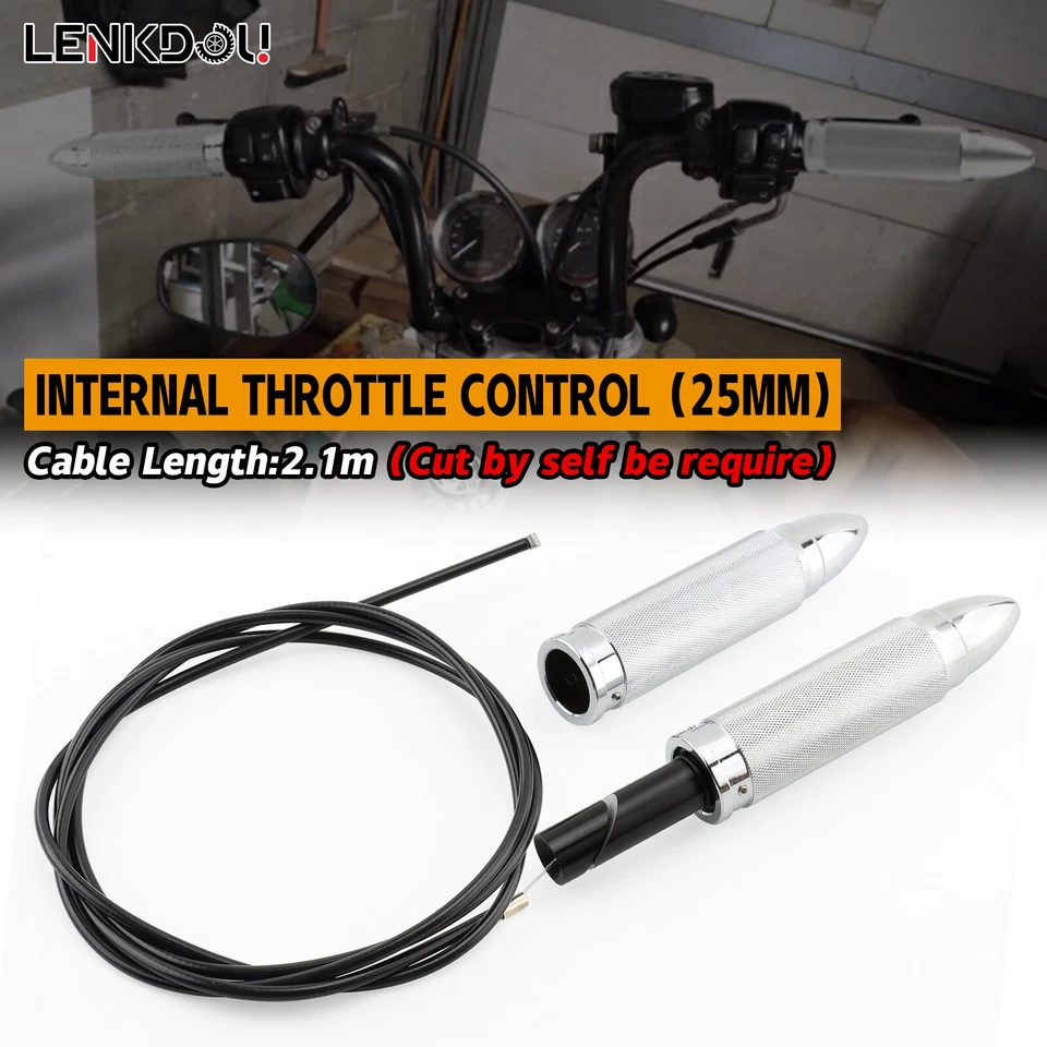 Conjunto de acelerador interno de manillar cromado de 25 mm y 1" para Harley Chopper Bobber Foto 3 de 4