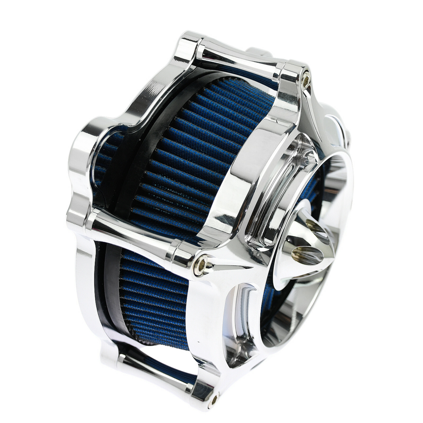 Chrome Blue Intake Air Filter W/Rain Sock Fit For Harley Softail FLHT Dyna 2000