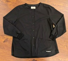 Skechers By Barco Stability 2-Pocket Stretch Warm-Up Scrub Jacket Women XL Black