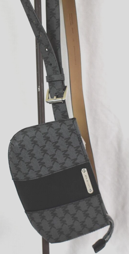 NWOT Michael Kors Black & Gray Monogram Belt Bag | eBay display picture 1