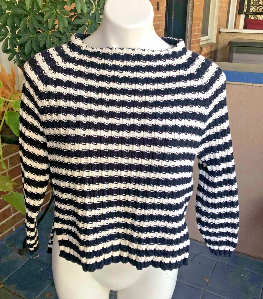 Suéter de punto grueso a rayas azul marino y blanco Weekend Max Mara XS