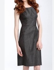 Calvin Klein Dress Womens 6 Black Sleeveless Zip Up Denim Chambray Dress