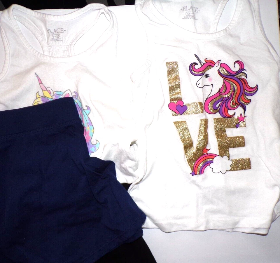 6ct NIÑA 5/6 3 Plazas Tanques y Skorts Azul, Pantalones Cortos Negros y Marfil OshKosh Shorts R1 Foto 2 de 4