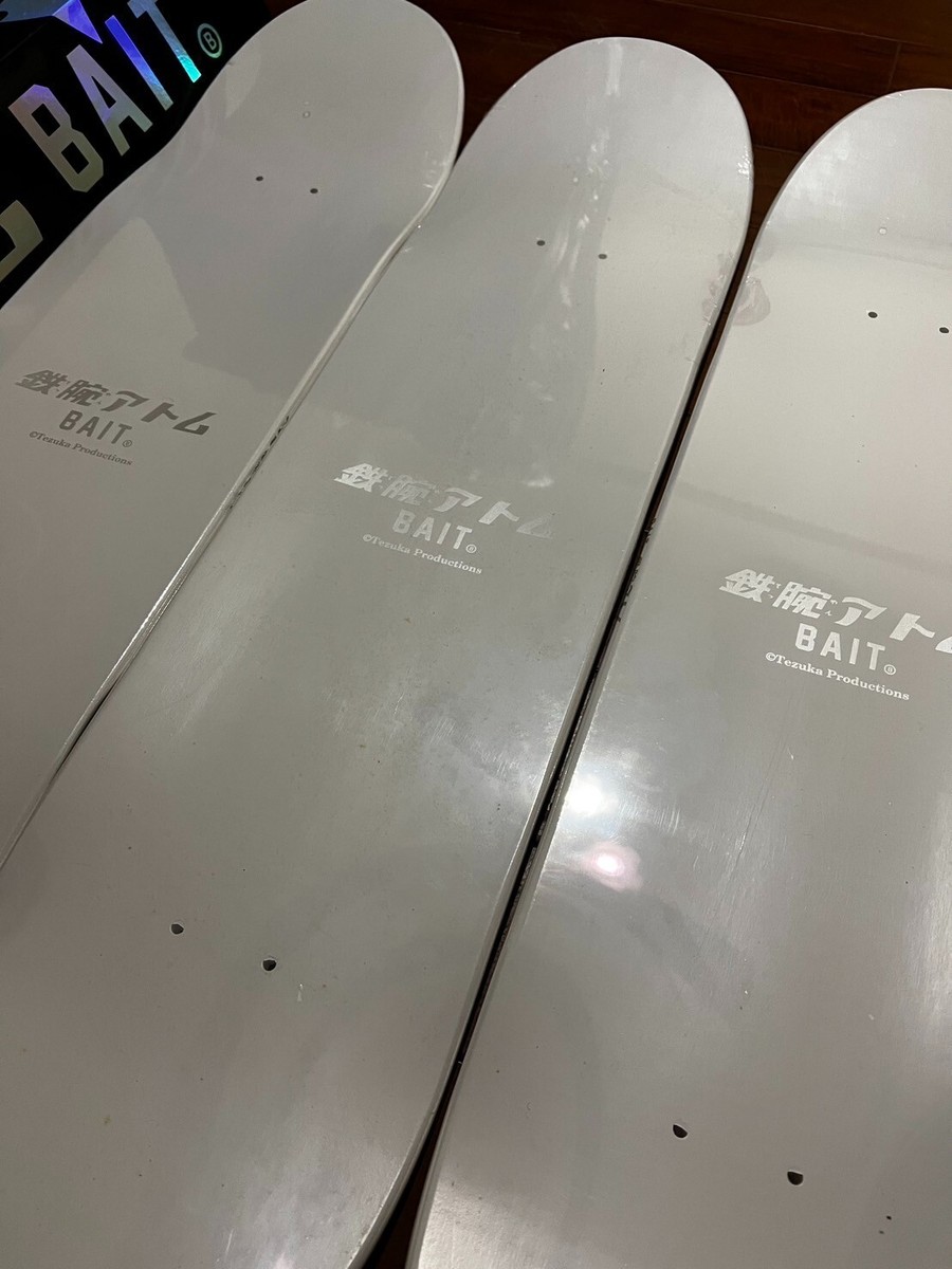 Astro Boy x BAIT Skateboard Skate Deck 3 Piece Set Silver Glow in