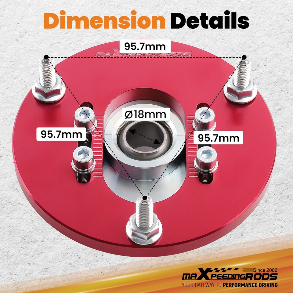 Par de sombreros de puntal de suspensión delantera para BMW E46 320i 323i 328Ci 330xi M3 rojo Foto 2 de 4