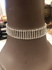 Gatsby Retro Crystal Baguette Choker Necklace w/ extender links