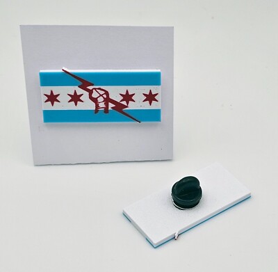 CM Punk Chicago Flagge Logo 3D Druck Pin Anstecker sXe WWE Wrestling Fan hergestellt in UK