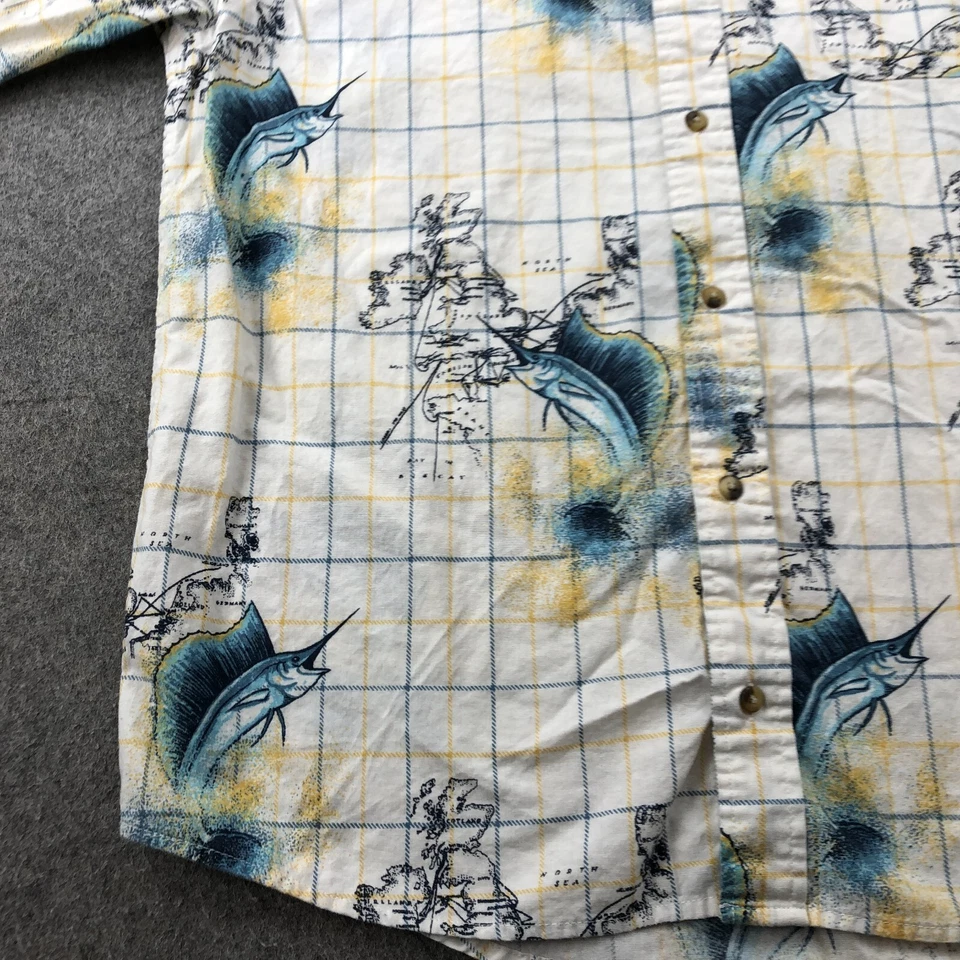 Camisa de Colección Knightsbridge Para Hombre Grande Blanca Mapa Pez Marlín Manga Corta Foto 3 de 4