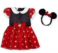 Disney Jr Minnie Mouse Costume Dress With Headband Bow Infant 6-9 Months