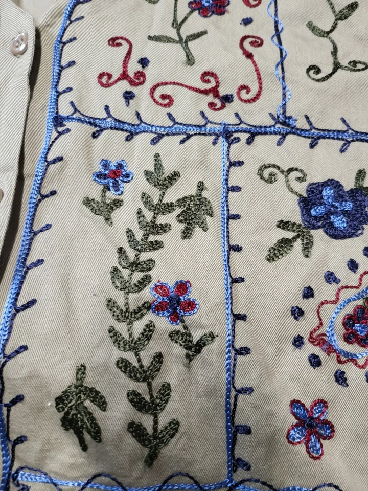 Chaqueta Chaleco Damas 22/24W Tostado Multicolor 4 Botones Atado Atrás Sh 18" Ch 26" L 24" Foto 2 de 4