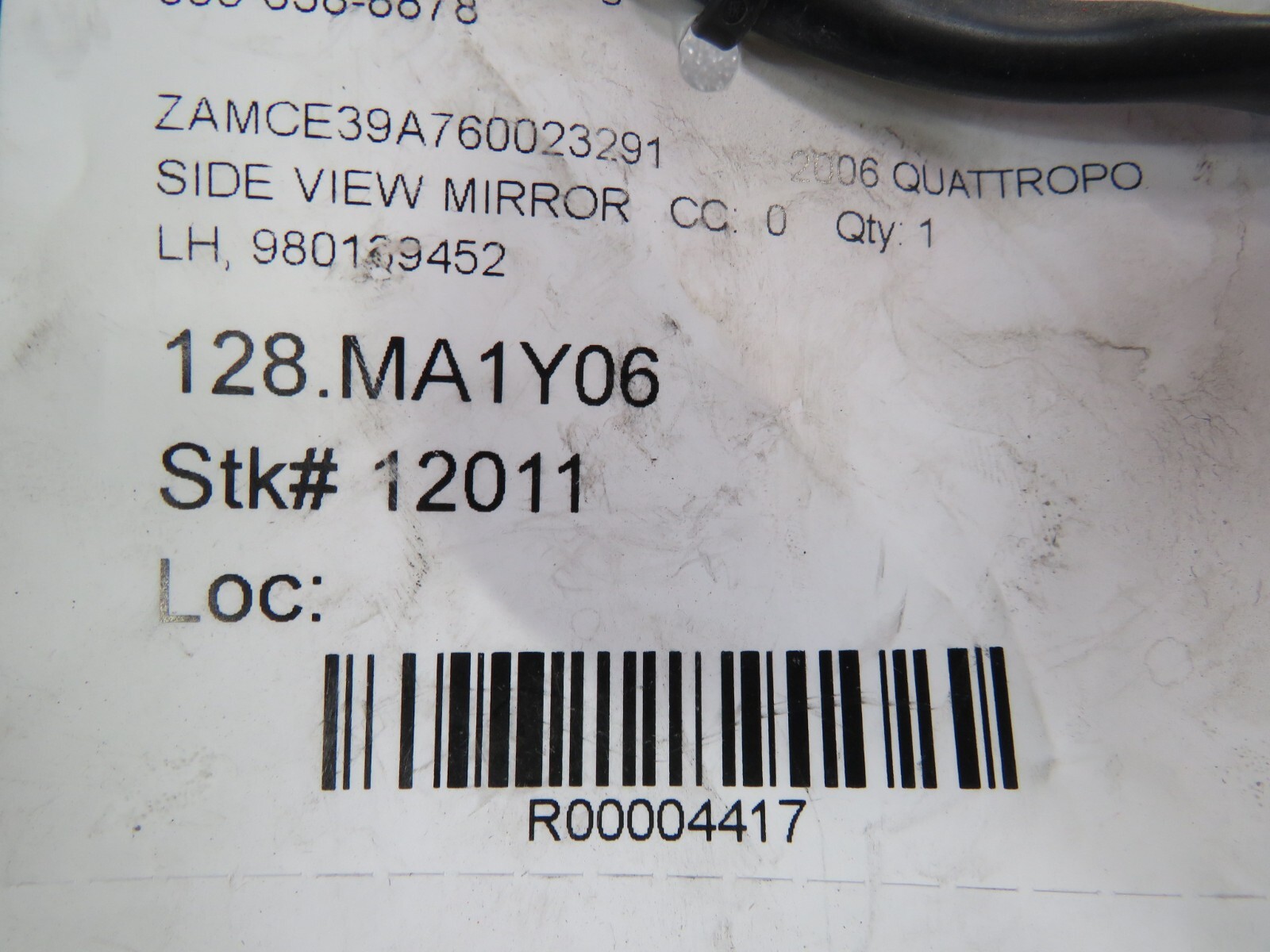 Maserati Quattroporte, LH, Left, Side View Mirror, Used, P/N 980139452