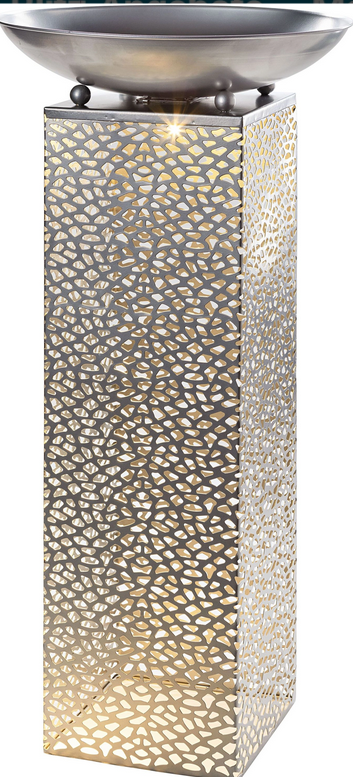 LEDPflanzsäule Plata,Silberne DesignPflanzsäule für drinnen & draußen