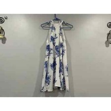 Lulus Darling Dearest Blue And White Floral Print Swing Dress Small S