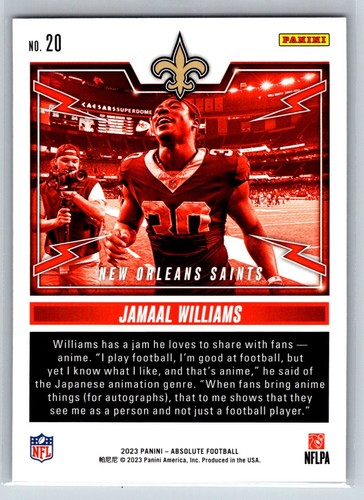 2023 Panini Absolute #20 Jamaal Williams Rock Out Spectrum Red #/100 - Picture 2 of 2