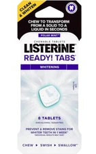 Listerine Ready! Tabs Whitening Chewable Tablets, Polar Mint, 8 Ct (2 Pack)