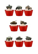 Cake Toppers Military Army Vehicles Tanks Jeeps 18 Stand Up Edible Wafer Paper