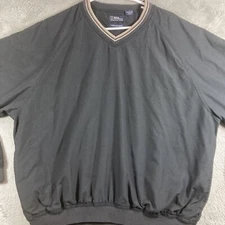 PGA Tour Windbreaker Jacket Adult Large Black Golf Pullover Zip Off Long Sleeves