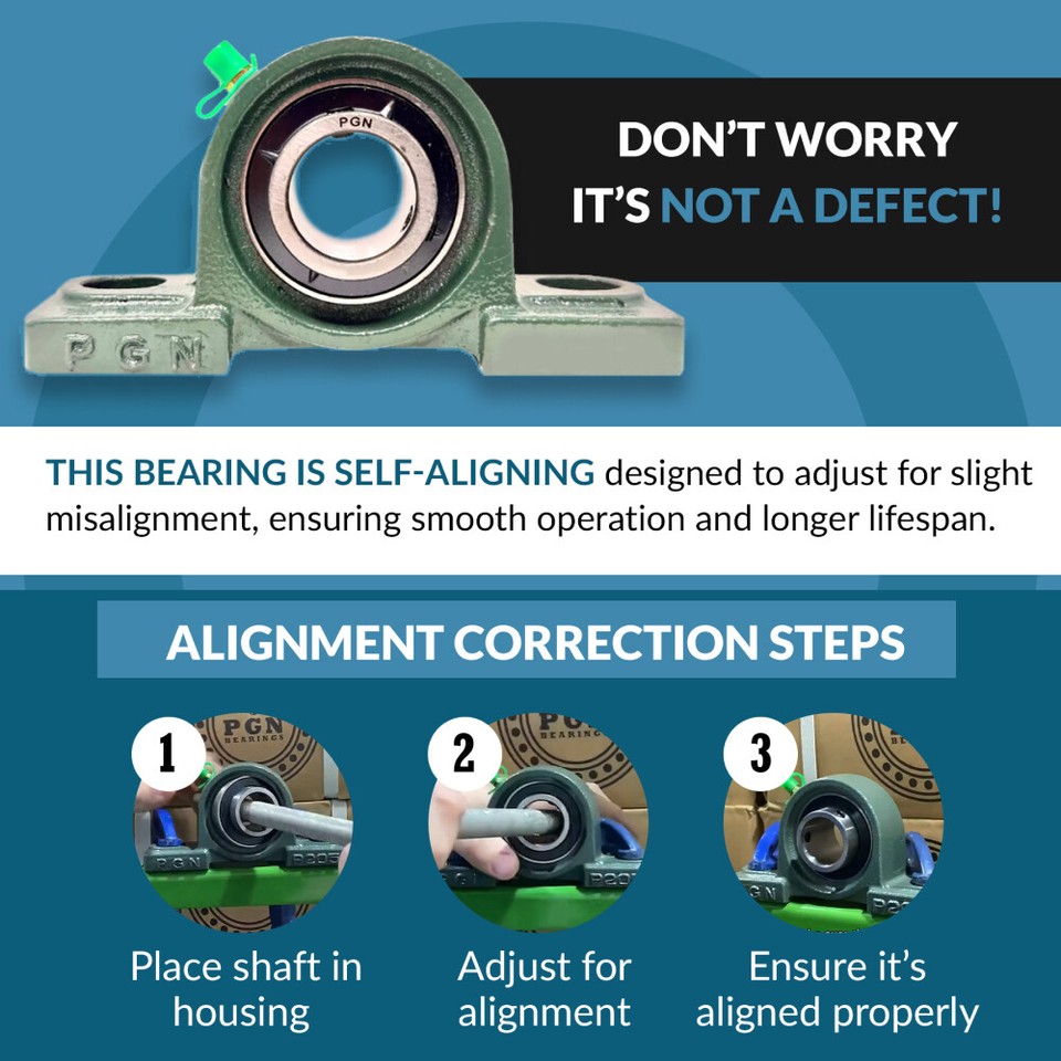 Paire De 2 Paliers Rigides Auto-alignants UCP205-16 - Alésage 1 Pouce, Fixation 2 Boulons