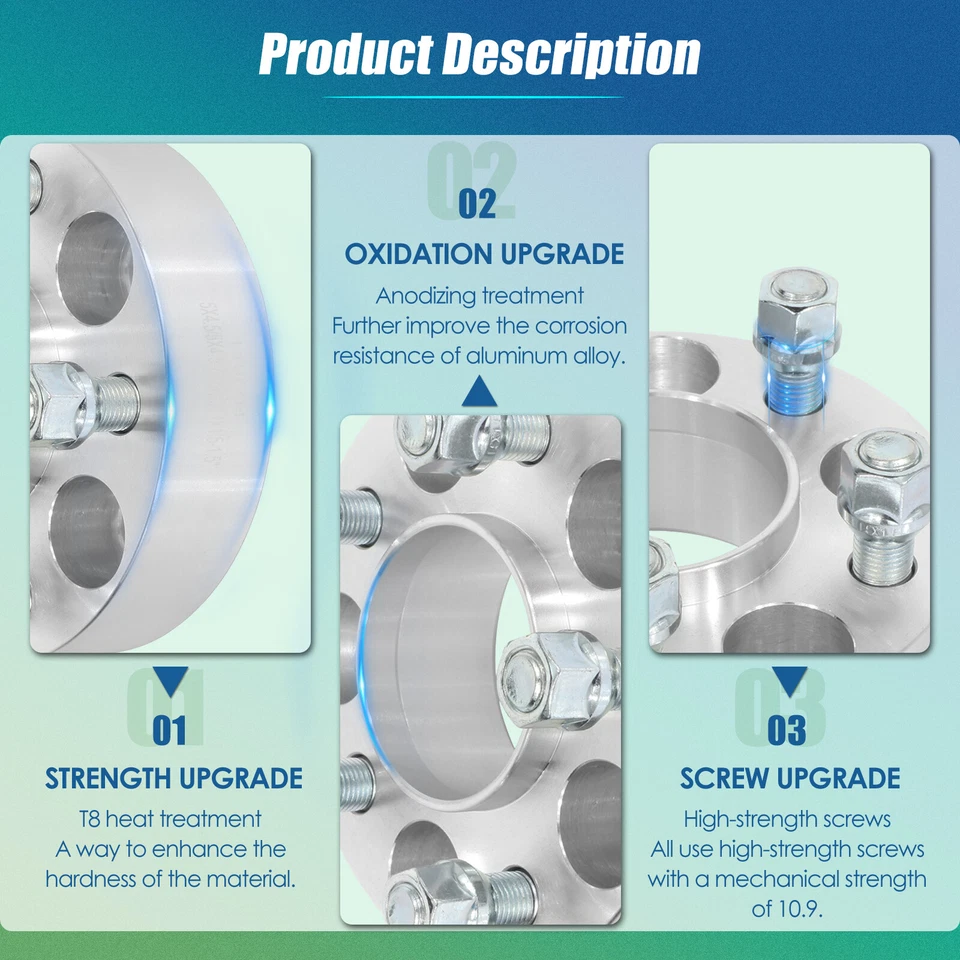 Espaciadores de rueda 4 piezas centrados en el cubo 5x4,5 5x114,3 para Ford Mustang 2015-2021 2017 Foto 3 de 4