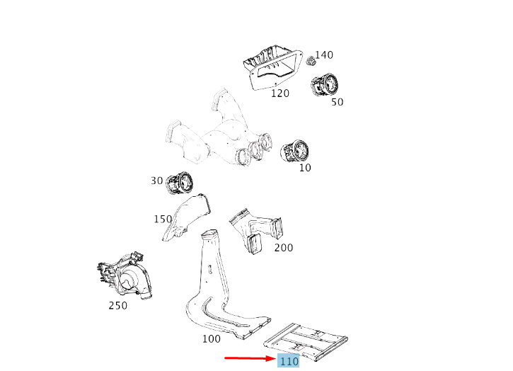 MERCEDES-BENZ GLA X156 Luftkanal für den hinteren Fußraum, A2468310046