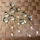 Coffee Spoons with Sweetwater Natural Pearls on the Handles, Vintage Set of 9