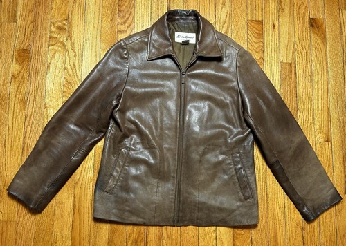VTG Eddie Bauer Leather Lamb Skin Distressed Leather Motorcycle Jacket Men’s M