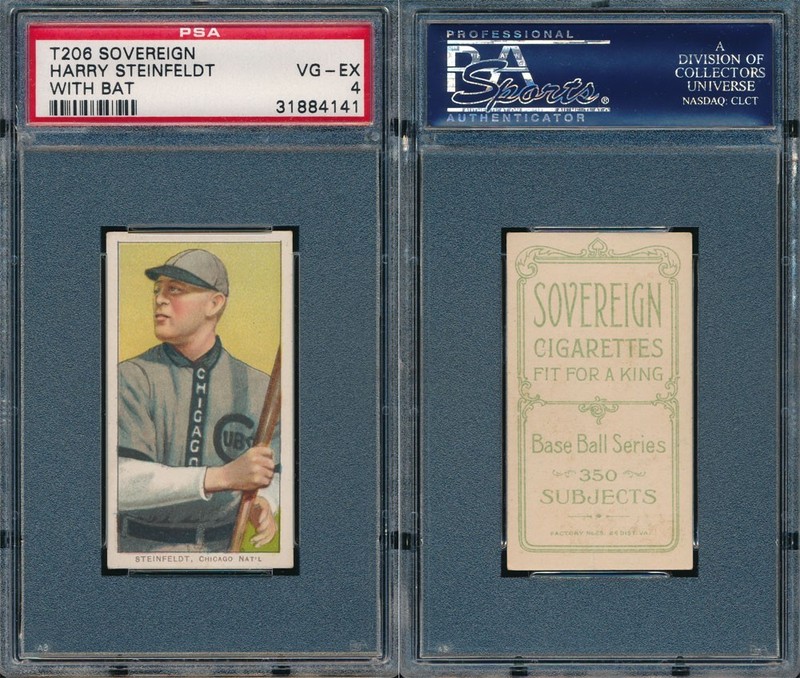 T206 Harry Steinfeldt (With Bat) Sovereign 350 F25 PSA 4