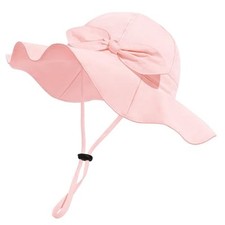 Baby Girl Sun Hat with UPF 50 Outdoor Adjustable Beach Hat 6-12 Months Pink