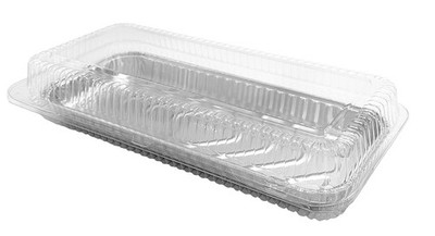 Handi-Foil 12'' x 5'' Oblong Aluminum Foil Danish/Cake Pan w/Hinged Lid Container