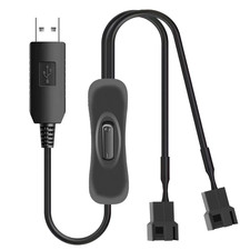 DC 12V Voltage Step-Up USB to Dual 3  4-Pin PC Fan Sleeved Power Adapter Cable,