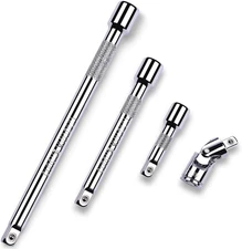 4-Piece 3/8 Inch Drive Extension Bar Set, Includes 3, 6, and 10 Inch Extensions 