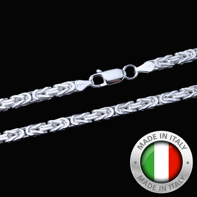 4 mm Byzantiner Kette Echt Massiv 925 Sterling Silber Herren Halskette ITALIEN