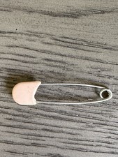 Vintage Baby Diaper Safety Pin Pastel Pink Metal Caps Retro 2.25 Inches Nursery