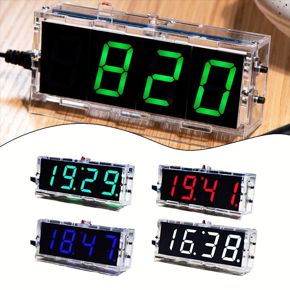 Digital Clock DIY Parts Kit Large 4 Digit LED Display Stylish Design 23